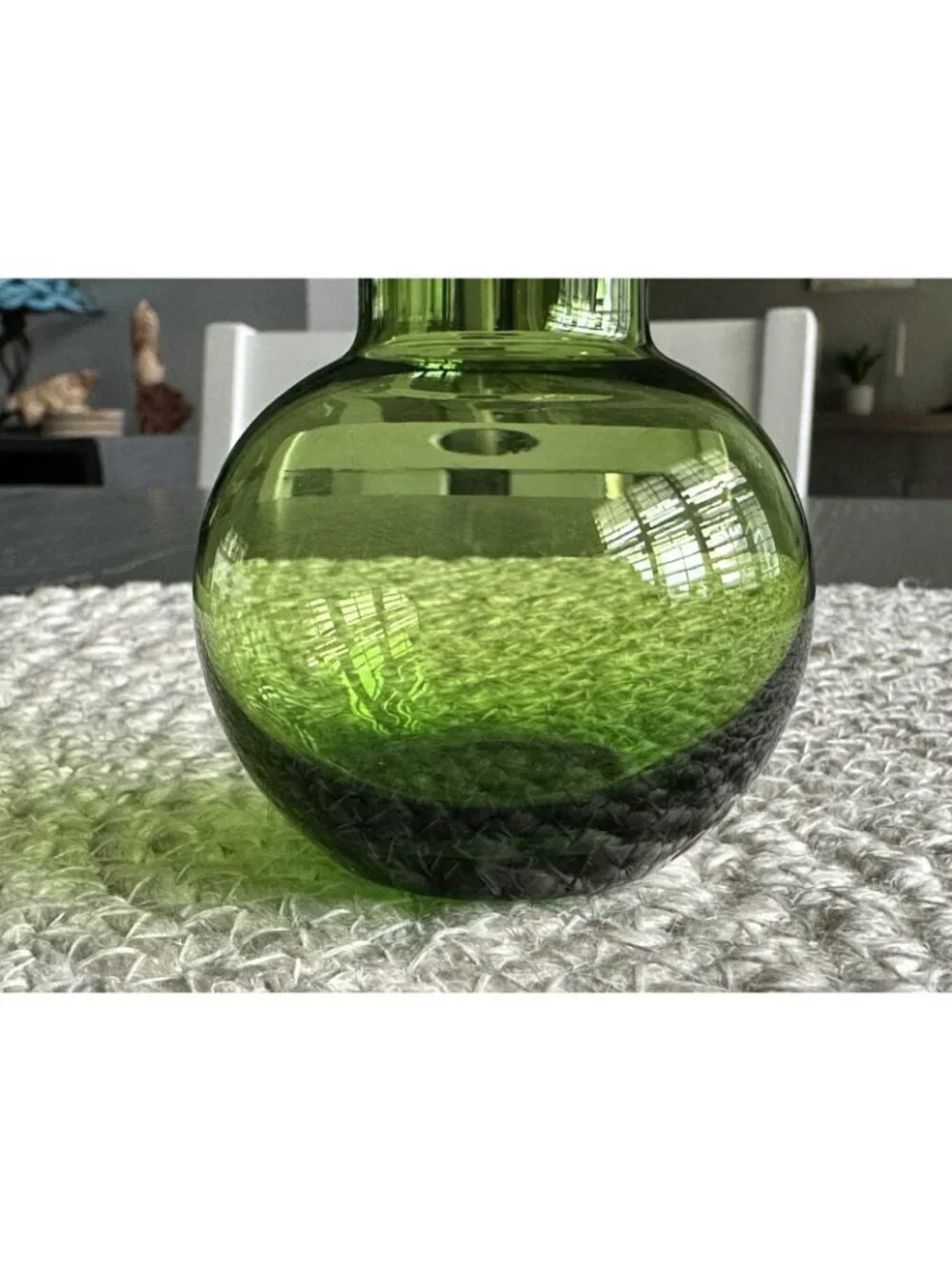 Emerald Green Miniature Blown Glass Bud Vase Onion Bulb Base Pontil Mark 3.75